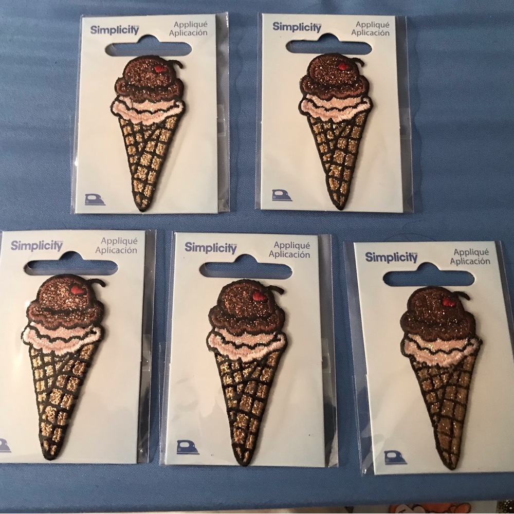 Simplicity Brown & Pink Ice Cream Cone Appliqué Patch lot 5 jean hat tote patch